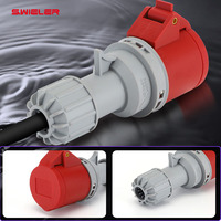 Konektor IP44 CEE 16A 220V 6H 2P+E 3-pin 3 Stopkontak Fase Tunggal Steker Listrik Industri untuk Sambungan Kabel Kotak Daya Panggung