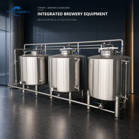Système de nettoyage CIP en acier inoxydable 100L, unité CIP à 3 réservoirs avec contrôleur de pompe et chariot mobile pour équipement de fermentation de brasserie