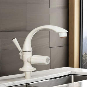 Robinet mélangeur de cuisine en plastique blanc avec bec pivotant pour usage domestique - Product Image 2