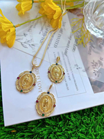 Oro Laminado Dije Personnalisé 18K Religieux Catholique Pendentif Charmes Jésus Collier Virgen De Guadalupe Vierge Marie Pendentif