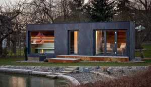 غرفة ساونا خارجية تقليدية فاخرة من الخشب الصلب مع حوض استحمام سبا مدمج - Product Image 3