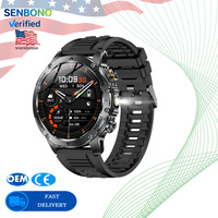 Reloj Inteligente SENBONO AK87 con Batería de Gran Capacidad de 1000 mAh, Llamadas Bluetooth, Pantalla Grande HD de 1.7 Pulgadas, Resistencia al Agua IP68, la Mejor Opción para Deportes al Aire Libre
