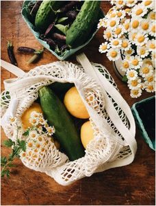 Reusable Organic Cotton Mesh Produce Bags, Washable Drawstring Bags for Grocery Shopping, Fruits and Vegetables - Product Image 5