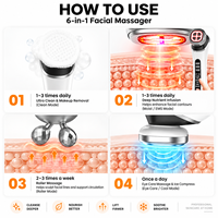 Nouveau masseur facial rechargeable par USB, anti-rides, vibration multi-fréquence, lumière colorée, chaud et froid, rouleau raffermissant pour la peau du visage