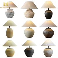 Lampe de Table Céramique Faite Main Style Vintage Décoration Maison Classique avec Matériau Porcelaine Rustique Vieillie Alimentation par Piles