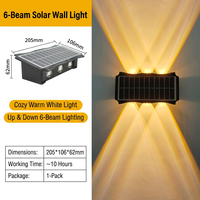 Appliques murales solaires pour portail, éclairage haut et bas 6W blanc chaud IP65 étanche, à batterie DC, pour jardin, terrasse, cour, lumière décorative