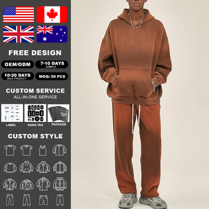 Ensemble sweat-shirt et pantalon de survêtement unisexe KIingSen OEM, délavé à l'acide, polaire doux, respirant, hiver, streetwear, polyester/coton, 400g - Product Image 2