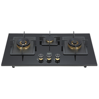 Table de cuisson à gaz encastrable 3 brûleurs en verre trempé (GN/GPL) pour cuisinière de cuisine, idéale pour les hôtels familiaux