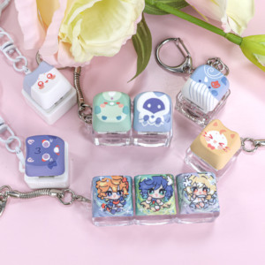 Mèo hình dạng Keycaps tùy chỉnh nhiều hình Keychain đồ chơi Led Keycap Thần Tài Keychain Bàn Phím Cơ khí tùy chỉnh Anime Keycaps - Product Image 6