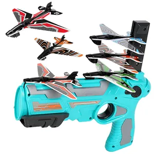 Boys Plastic Guns Toy Kids Shooting Air Airplane Launcher Bubble Catapult Flying Toys Gun With Plane