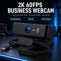 Capteur CMOS 2K OEM ODM H202, fourni par l'usine, 60FPS, USB, double microphone, autofocus, zoom tactile, appel vidéo, CE RoHS FCC