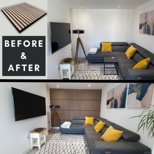 60X60 <span class=keywords><strong>cm</strong></span> quadrati scandinavi moderni <span class=keywords><strong>legno</strong></span> noce <span class=keywords><strong>doghe</strong></span> 3D isolamento acustico decorativi pannelli <span class=keywords><strong>da</strong></span> parete acustici - Product Image 6