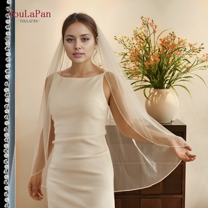 YouLaPan V34 romantico e semplice <span class=keywords><strong>velo</strong></span> da sposa monostrato a forma di diamante con bordo in rilievo di cristallo personalizzabile formato <span class=keywords><strong>velo</strong></span> da sposa - Product Image 3