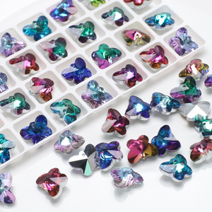 14mm Farfalla Perle di Vetro Per Monili Che Fanno All'ingrosso Piatto di Cristallo Che Borda <span class=keywords><strong>il</strong></span> Pendente di Fascino Del Braccialetto FAI DA TE Accessori Artigianali - Product Image 4
