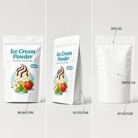 Sachet Doypack Personnalisé Imprimé, Stratifié PE, Étanche, Qualité Alimentaire pour Poudre de Crème Glacée