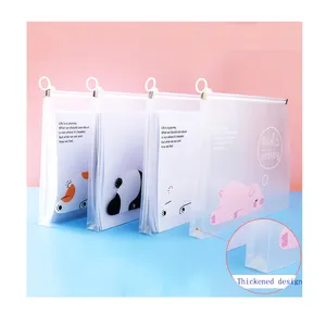 Tas File A4 Buram Desain Tebal Amplop Kartun Lucu dengan Ritsleting Dokumen Organizer Kertas Folder File Kantor Sekolah