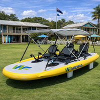 Bateau à pédales multi-personnes, planche de surf gonflable, bateau de tourisme avec parasol pour zones panoramiques, ailerons élargis, modèle en PVC