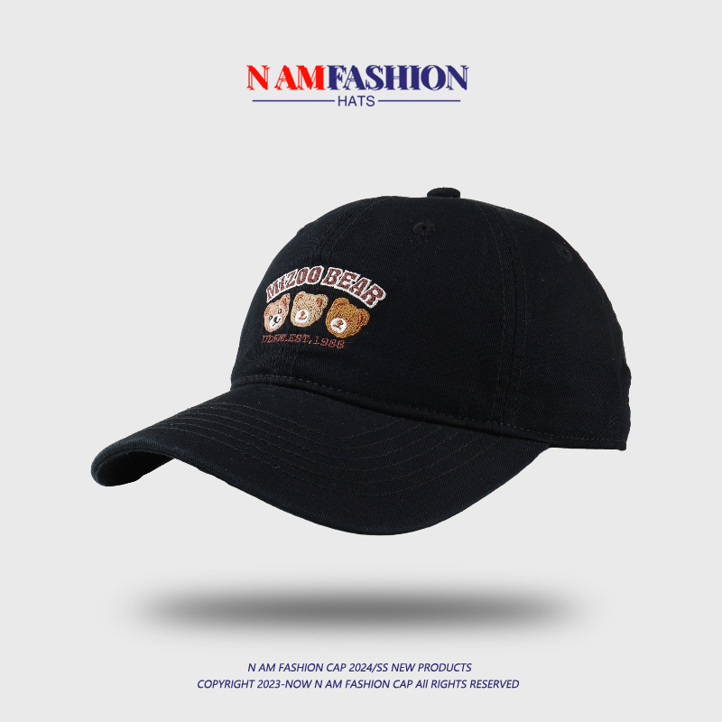 Three cubs head baseball cap black