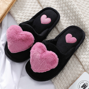 Bedroom Furry Slippers Women Love Heart Slippers Indoor Winter Plush Slipper With Heart - Product Image 6