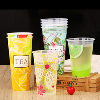 Gobelets en plastique PP PE carrés jetables écologiques avec couvercles transparents pour thé au lait et café, personnalisables avec logo et couleur, 8oz 10oz 12oz 16oz