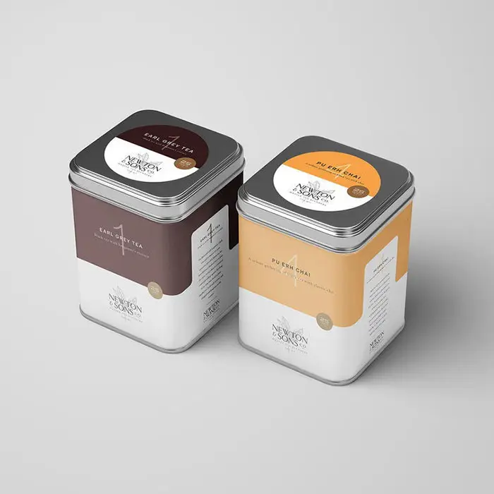 Lata de chá hermética quadrada com impressão de qualidade alimentar, caixa de embalagem personalizada, latas de chá de metal verde, vazias e seladas, design personalizado