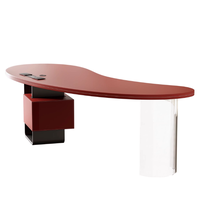 Bureau de direction moderne en cuir et métal – Design élégant et minimaliste avec tiroir de rangement et passe-câbles