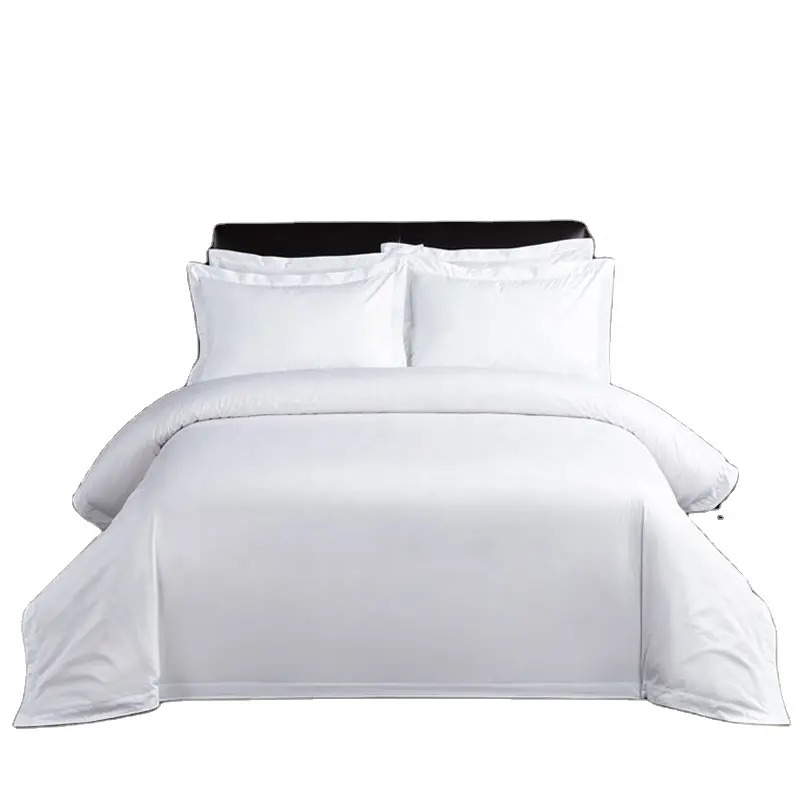 סטאר מלון פשתן יוקרה 400TC כיסוי שמיכת פוך לבן רגיל עם סטים של כיסוי כרית מצעים פשתן סדין מלון