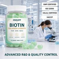 Bonbons Gommeux de Biotine à Marque Blanche OEM, Collagène et Kératine pour Cheveux, Peau et Ongles, Soutien Peau Éclatante, Saveur Baies, 60g