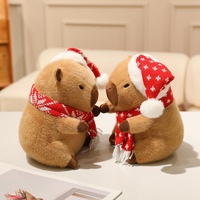 Peluche Capybara de Noël avec bonnet et écharpe de Père Noël, jouet en peluche doux, poupée animal en peluche mignonne, cadeau de Noël pour enfants et amis