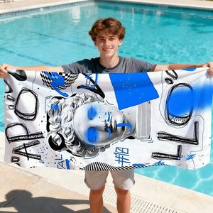 Toalla de playa grande con diseño de grafiti estilo industrial, toallas de playa suaves y cómodas, toallas ligeras y fáciles de transportar - Product Image 1