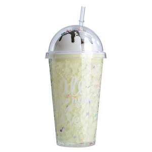 Zhen Ai Macaron Colored Plastic Straw Cup Double Walled Bpa Free Summer Party Drinkware 500ml - Product Image 5
