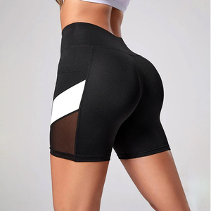 <span class=keywords><strong>Short</strong></span> de yoga taille haute pour <span class=keywords><strong>femme</strong></span> OEM avec empiècements en maille contrastante, <span class=keywords><strong>poche</strong></span> latérale pour téléphone, effet push-up, extensible, idéal pour la course et le cyclisme - Product Image 2