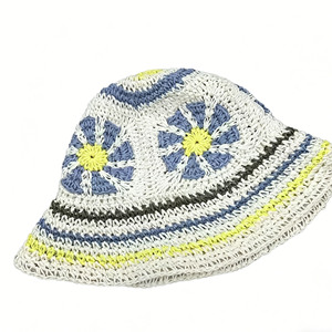 Sombrero <span class=keywords><strong>de</strong></span> Pescador Tejido a Mano con Bloques <span class=keywords><strong>de</strong></span> Color, Sombrero <span class=keywords><strong>de</strong></span> Paja Calado con Protección UV <span class=keywords><strong>para</strong></span> Viajes y Vacaciones al Aire Libre - Product Image 2