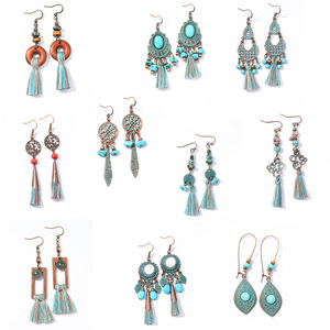 Boucles d'oreilles pendantes bohèmes à pampilles en alliage plaqué bronze antique pour femme, bijoux de fête, ensemble de boucles d'oreilles pendantes tendance - Product Image 5