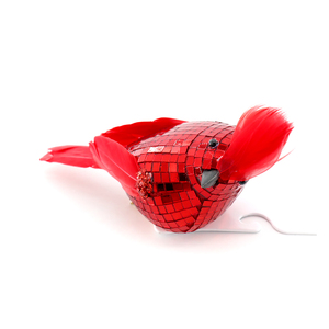 Chim nhân tạo cho cây giáng sinh trang phục Vai Xmas trang trí màu đỏ hiện đại Gương chim Kích thước cuộc sống bọt lông thật - Product Image 5