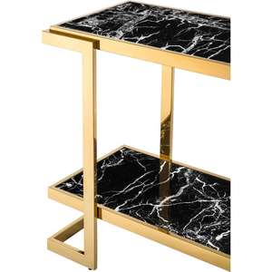 Table console moderne déco, plateau en marbre, cadre en acier élégant, mobilier contemporain élégant, durable, facile à nettoyer pour la maison, l'appartement - Product Image 2