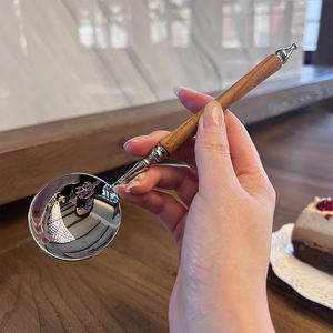 Cuillère à <span class=keywords><strong>soupe</strong></span> Saint-Bao en acier inoxydable avec manche imitation bois, style vintage français, pour servir la <span class=keywords><strong>soupe</strong></span>, le riz et les pâtes - Product Image 6