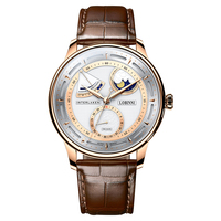 Montre de luxe pour homme à mouvement automatique, en acier inoxydable, bracelet en cuir, étanche 5 ATM, réserve de marche, aiguille.