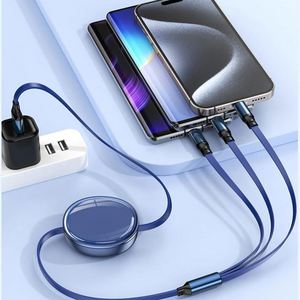 OEM Gift Logo 1.2M 3 in 1 Nylon Braid Data <b>Cable</b> 100W TPE Multiple Retractable <b>USB</b> <b>Charging</b> <b>Cable</b> for Phone/<b>Type</b>-<b>C</b>/Android - Product Image 5