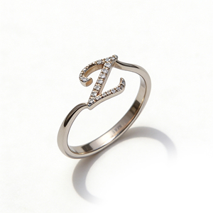 Anillo de compromiso unisex de oro macizo chapado en oro de 10K/14K con diamantes cultivados en laboratorio y circonitas, diseño de racimo, personalizado, bonito, para aniversario, con letras del alfabeto. - Product Image 1