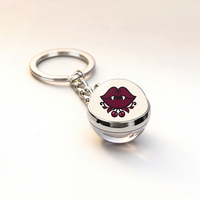 Porte-clés double face personnalisable rouge cerise tendance avec motif vampire, idéal pour sac, avec décorations portables et accessoires suspendus