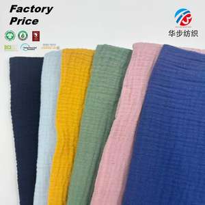 Fertigwaren Baumwolle Doppels chicht Gaze 40*40 Gutes Hand gefühl Crinkle <span class=keywords><strong>Crepe</strong></span> Musselin Gewebter Krepps toff für Baby kleidung - Product Image 1