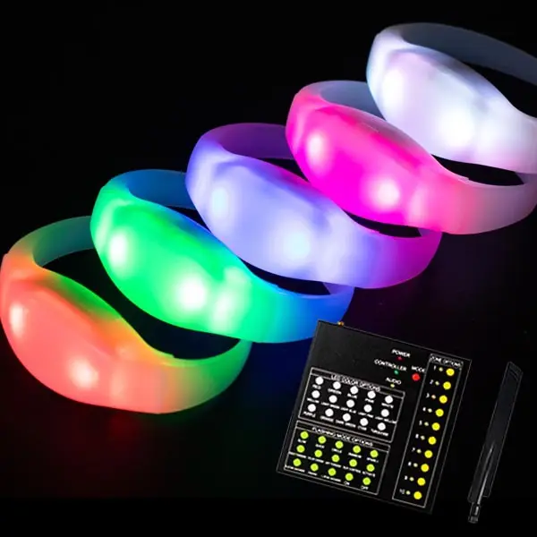 Factory Wholesale Led Wristbands for Events Custom Silicone Bracelets Remote Controlled Sound Activated Led Bracelet Control DMX