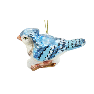 Ciondolo a forma di uccello blu libero con immagine di vetro dipinto con animale serie di decorazioni per la scena dell'albero di Natale - Product Image 4