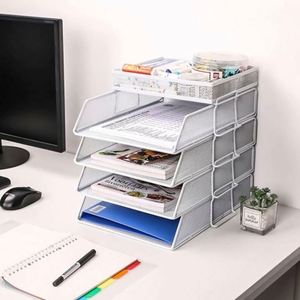 Metal A4 Paper Filing Trays 5 Tiers Stackable <b>File</b> Tray Mesh Desk <b>File</b> <b>Organizer</b> - Product Image 5