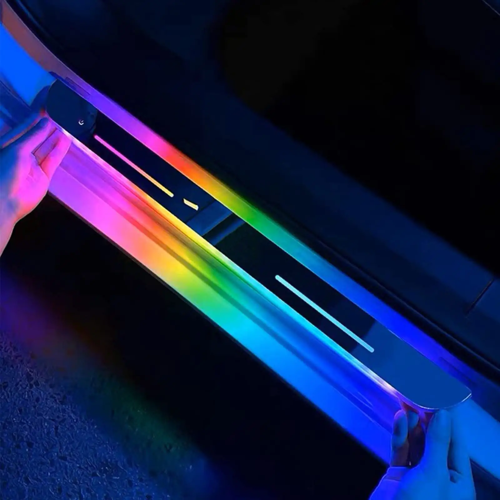 Funkmagnetinduktion Led bunte Streamer-Autotürschuppen Schrubbelplatte Autotürschuppen Platte Licht Luz De Bienvenida