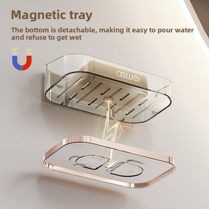 Home High-End <b>Wall</b>-Mounted <b>Double</b>-Layer Soap <b>Box</b> Portable Punch-Free Storage Rack for Bathroom and Toilet - Product Image 3