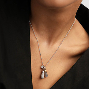 Retro eredità personalizzata goccia d'acqua piena di diamanti luce di lusso Versatile squisito semplice ciondolo bella collana - Product Image 6