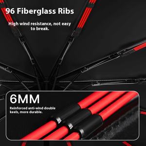 Paraguas de negocios con mango de madera completamente automático de 96 huesos, diseño inverso para hombres y mujeres, refuerzo de engrosamiento aumentado, viaje - Product Image 3