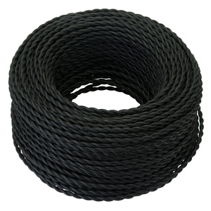 18-jauge <span class=keywords><strong>Noir</strong></span> Tordu <span class=keywords><strong>Tissu</strong></span> Couverts Anciens Industrielle Électrique Fil 0.75*2 Core Vintage Style <span class=keywords><strong>Tissu</strong></span> Lampe/Pendentif Cordon Câble - Product Image 1